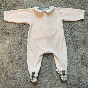 BURBERRY baby girl footed onesie 6M